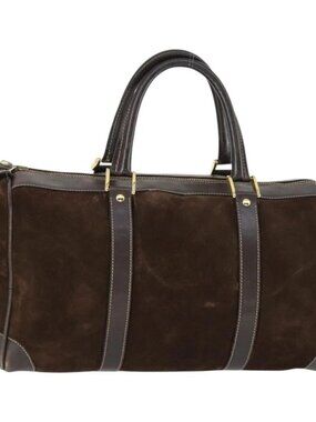 GUCCI Hand Bag Suede Brown Gold 012 468 40 58 Auth BA10128